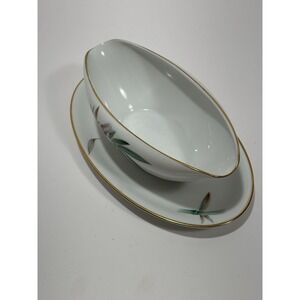Noritake China Greave Boat CANTON 5027 Green Brown Floral Porcelain
